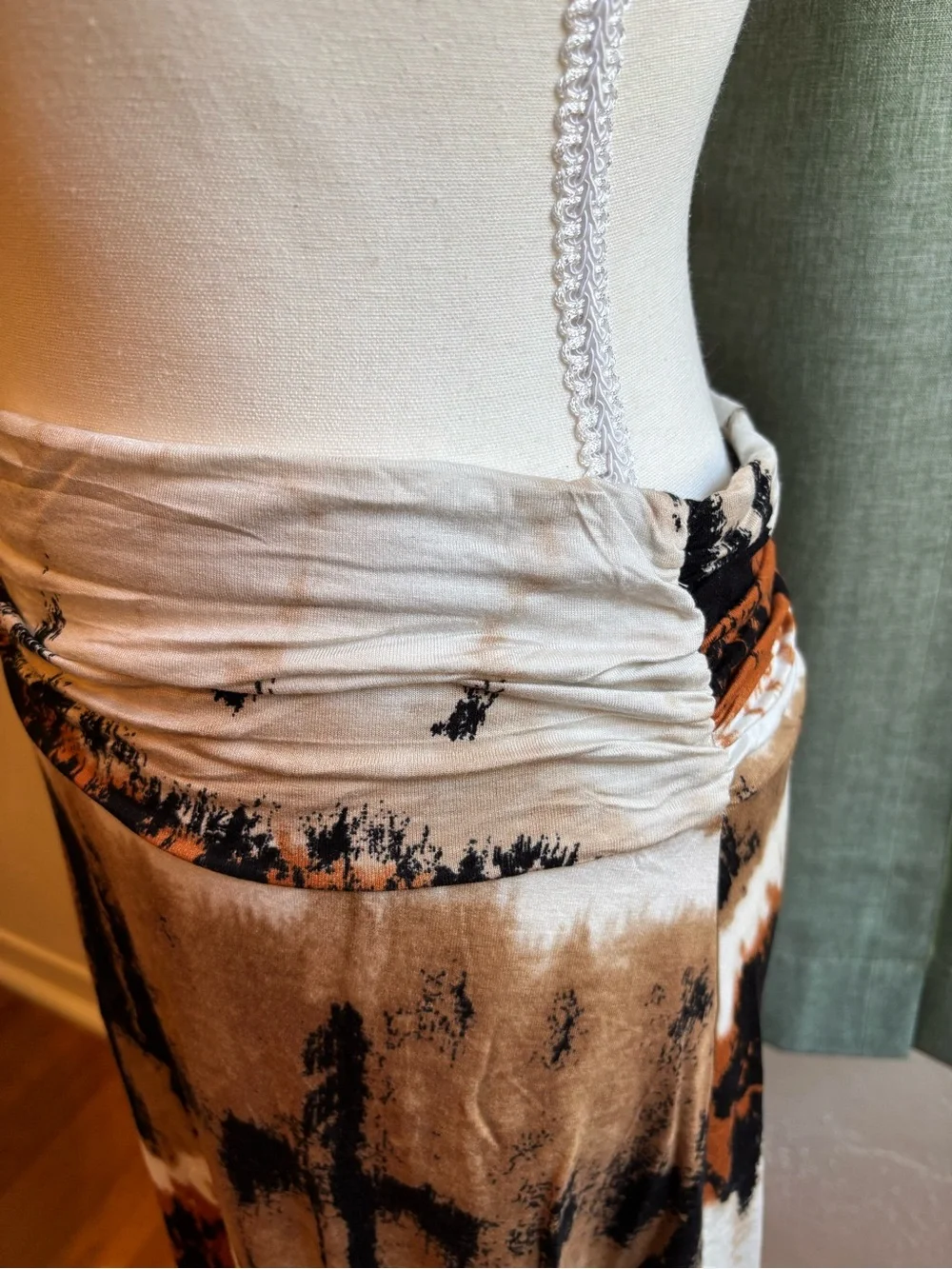 Asymmetrical Tie-Dye Maxi Skirt in Brown & Black - Picture 3 of 5